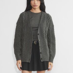 Aritzia Charcoal Cable Knit Cardigan